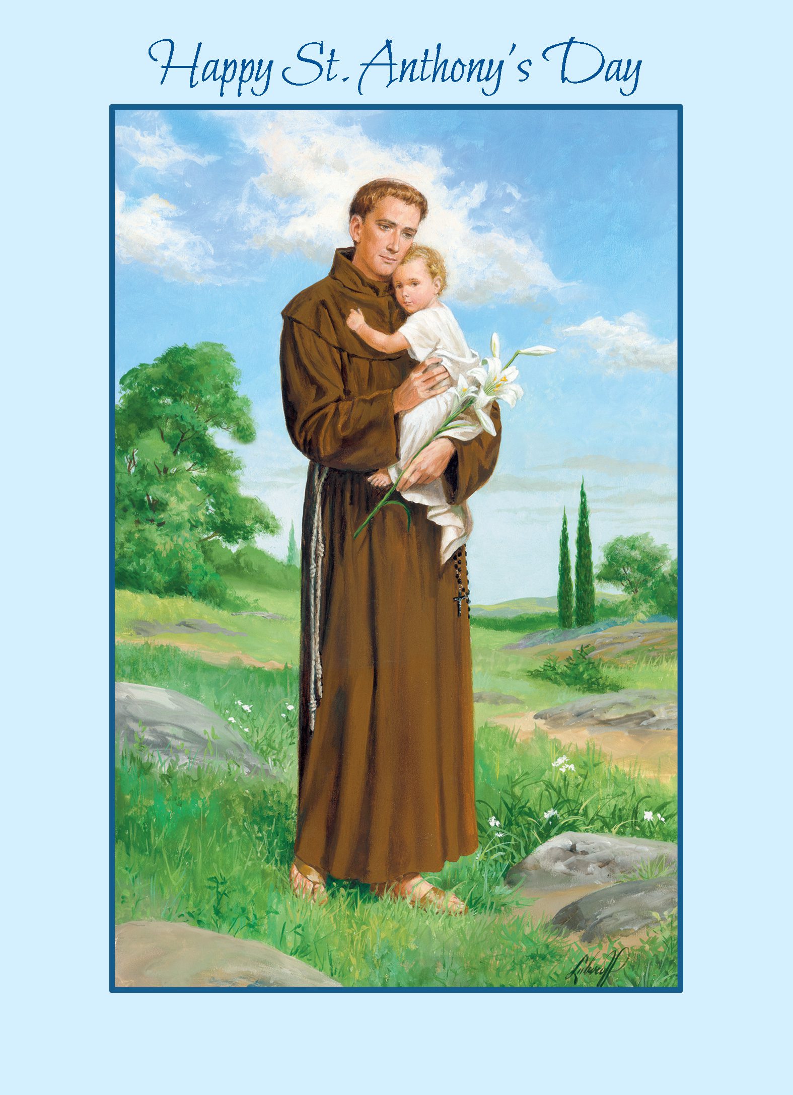 Saint Anthony with Child Personalized Greeting Cards by